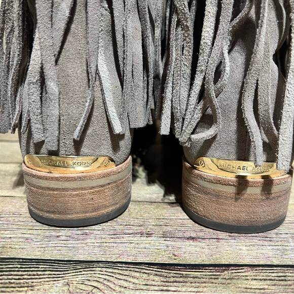Micheal Kors Grey Suede Fringe Ankle Boots - Picture 7 of 9